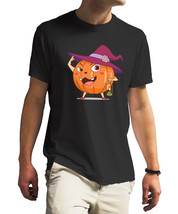 pumpkin witch Black T Shirt - £18.18 GBP