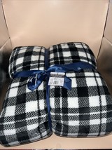 TOMMY BAHAMA Island Life Black/White Flannel Sherpa Throw Blanket 50&quot;x70... - $29.70