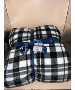 TOMMY BAHAMA Island Life Black/White Flannel Sherpa Throw Blanket 50&quot;x70... - €25,54 EUR