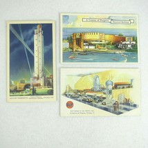 1933 Chicago Worlds Fair 3 Postcards Havoline Thermometer Electrical Buildg Gulf - £7.80 GBP
