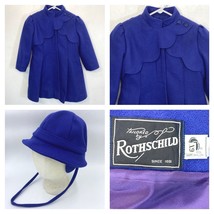 Rothschild Coat Girls Size 6X Blue w/ Matching Hat Wool Vintage Dressy CJ - £31.56 GBP