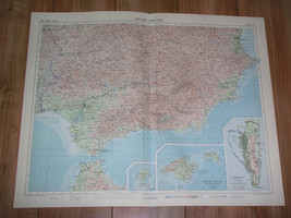 1956 Vintage Map Of Southern Spain Andalusia Majorca / Gibraltar Inset Map - £25.27 GBP
