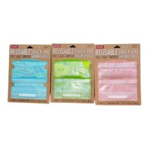 Russbe Lot 12 Reusable Snack &amp; Sandwich Bags Pink Blue Green 4pk x3 Storage New - £14.03 GBP