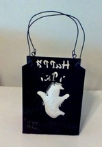 Floating Ghost Halloween Black Metal Basket Handles Decoration - £11.85 GBP