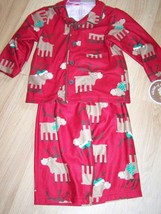 Size 12 Months Carters Flannel Pajamas Top Pants Holiday Reindeer Deer Red New - £9.59 GBP