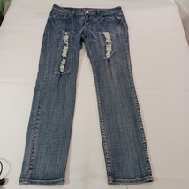 Elite Jeans Women’s Size 13/14 Blue Stretch Distressed Pants (34×32) PR95726 image 14