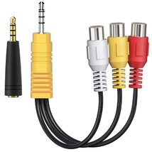 3.5Mm Male To 3 Rca Female Video Av Component Adapter Cable For Tcl Tv, Av In Ad - £10.19 GBP