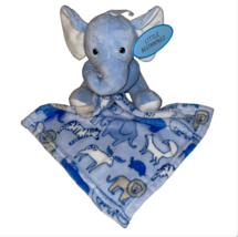 Little Beginnings Plush Lovey Security Blanket Blue Elephant Safari Jungle New - £19.10 GBP