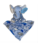 Little Beginnings Plush Lovey Security Blanket Blue Elephant Safari Jungle New - $23.95