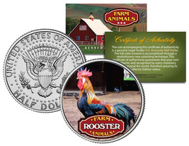 ROOSTER * Collectible Farm Animals * JFK Kennedy Half Dollar U.S. Colorized Coin - £6.75 GBP