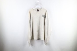 Vintage 90s Harley Davidson Mens 2XL Distressed Spell Out Henley Sweatshirt USA - £71.57 GBP