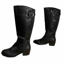 Lucky Brand Black Leather Studded Knee High Boots Wmns Sz 9 M Blaire2 - £32.17 GBP