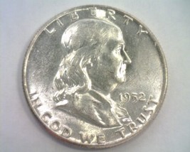 1952 Franklin Half Dollar Choice About Uncirculated Ch. Au Nice Original Coin - £14.09 GBP