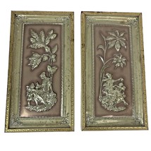 2 Four Seasons Wall Hanging Picture Framed Metal Craft Inc Metal 8x15 Vintage - £15.94 GBP