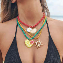 3-Piece Rope Necklace with Heart and Sun Pendant - $17.54