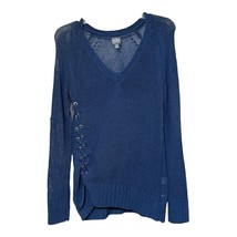 Soho Jeans Womens Blue V Neck Long Sleeve See Through Acrylic Sweater Size XS - £7.84 GBP
