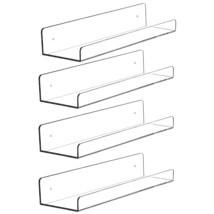 15&quot; Invisible Acrylic Floating Wall Ledge Shelf, Wall Mounted Nursery Kids Books - £26.63 GBP