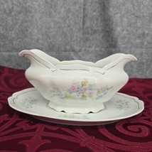 Vintage T K Czechoslovakia Gravy Boat with Underplate Fine Bone China Floral - £19.50 GBP