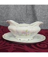 Vintage T K Czechoslovakia Gravy Boat with Underplate Fine Bone China Fl... - $26.11