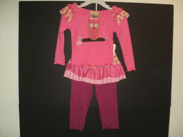 Twirls &amp; Twigs Girl&#39;s Pants Outfit 18 Months Pink, Owl, Long Sleeves, Ruffles - £16.75 GBP