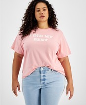 BAN.DO Women&#39;s Trendy Plus Size I Did My Best Graphic Cameo Pink T-Shirt 2X B4HP - £15.94 GBP