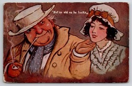 Man Pipe Pretty Woman Not As Old As He Looks 1908 Mannington WV Postcard G29 - £7.01 GBP