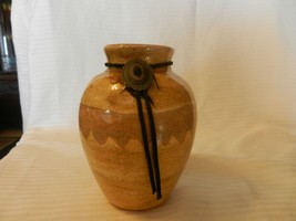 Light Brown Tone Pottery Flower Vase 6&quot; Tall 2.5&quot; Opening Gloss Glaze - £31.97 GBP