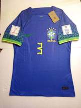 Thiago Silva Brazil 2022 World Cup Qatar Match Slim Fit Blue Away Soccer Jersey - £82.22 GBP