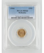 1916 Mckinley Or Un Dollar Commémoratif MS-64 PCGS G $ 1 Pièce de Monnai... - $1,827.47 CAD