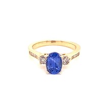 Diamond Blue Sapphire Ring 14k Gold Women Certified $4,950 915310 - £1,416.27 GBP
