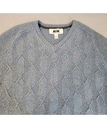 Joseph Abboud Cable Knit Sweater Mens Large Blue Gray Long Sleeve Cotton... - $16.30 CAD