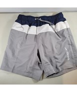 Speedo Mens Shorts Medium Navy White Gray Pockets Drawstring Colorblock ... - $13.85