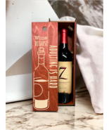 Engraved Wood Wine Box Case - Wine because Adulting is Hard Home Décor Gift - £27.64 GBP