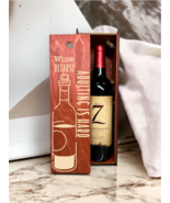 Engraved Wood Wine Box Case - Wine because Adulting is Hard Home Décor Gift - €29,94 EUR