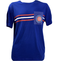 Chicago Cubs Baseball Blue T-Shirt with Pocket Majestic MLB Size Large NEW - £8.70 GBP