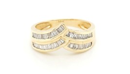 14k Yellow Gold Diamond Baguette V Shape Ring - £355.92 GBP