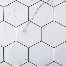 Dundee Deco White Faux Marble Tile Self Adhesive Contact Paper, Peel and Stick M - £27.74 GBP+