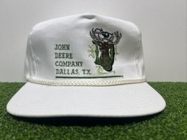 Vintage John Deere Trucker Strapback Hat Cap Made USA YoungAn hats White... - $19.79