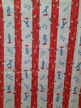 VTG Red White Blue Dancing French Sailor w/ Beret Print Fabric 36&quot; x 120... - £77.86 GBP