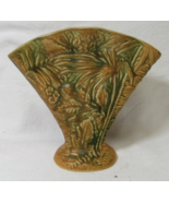 Vintage Weller Marvo Palm Tree Fan Vase Brown 8&quot; Tall 5 Section - $148.49