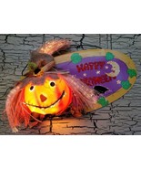 Happy Halloween Fiber Optic Pumpkin Sign Display Fall Decor 20&quot; w/ Orig ... - $39.79 CAD