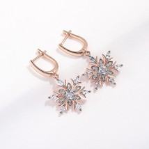 925 Sterling Silver Gemstone Earrings Snowflake Blue Topaz For Women Lovely Deli - $48.83