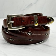 Brighton Studded Concho Brown Leather Western Belt Size 44 Mens - $21.77