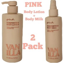 2-Pk Victoria&#39;s Secret Pink Vanilla Comforting Body Lotion &amp; Body Milk New - £26.58 GBP