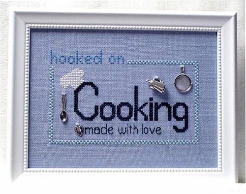 Hooked On Cooking charms + cross stitch chart Handblessings - $11.70