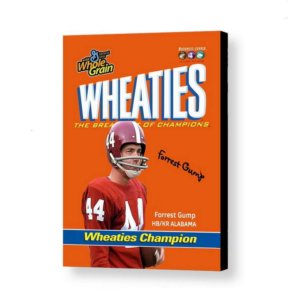 Primary image for Framed Forrest Gump Alabama Football Wheaties Cereal Box fun Signed Cover Parody