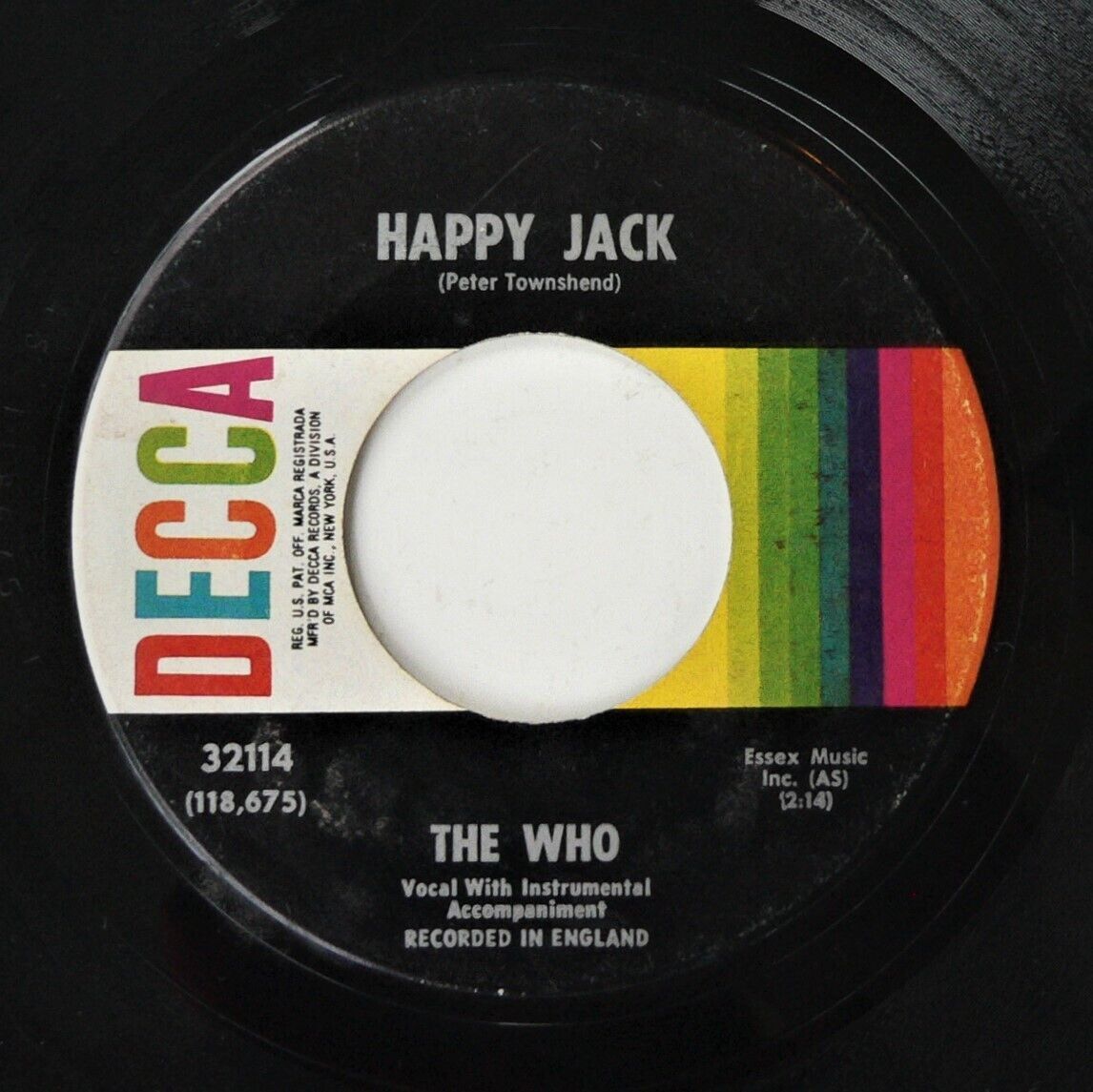 THE WHO ~ HAPPY JACK / WHISKEY MAN ~ 7&quot; 1967 45rpm ~ VG ~ TOWNSHEND / DA... - $8.90