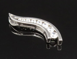 925 Sterling Silver - Vintage Graduated Cubic Zirconia Swirl Pendant - P... - $31.25