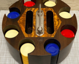 Wooden Vintage Poker Chip Carousel Caddy w/ Bakelite Poker Chips &amp; Cover - $48.37