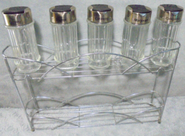 Lot of 5 Empty Spice Jars and 2 Tier Spice Rack Stainless Steel Kitchen Storage - £12.60 GBP